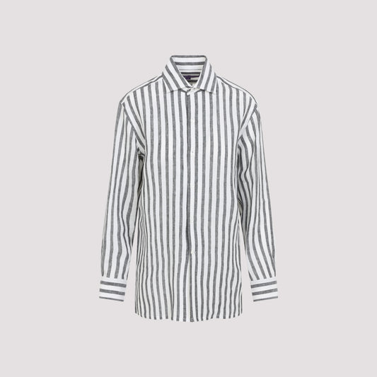 Black and White Capri Linen Shirt