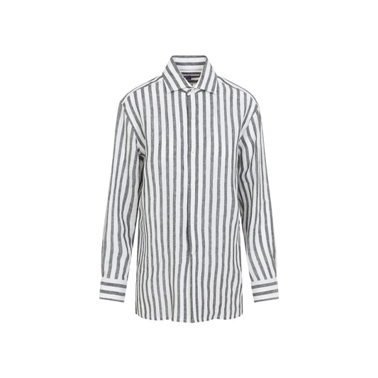 Black and White Capri Linen Shirt