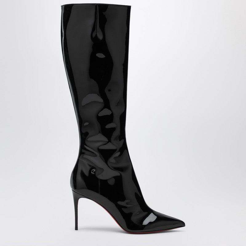 High Black Patent Leather Boot