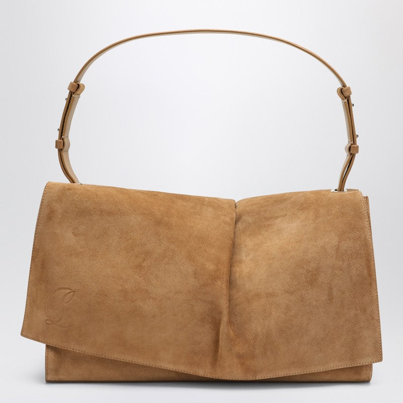 Baggy small beige shoulder bag in suede