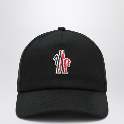 Black Cap With Visor And Logo Patch