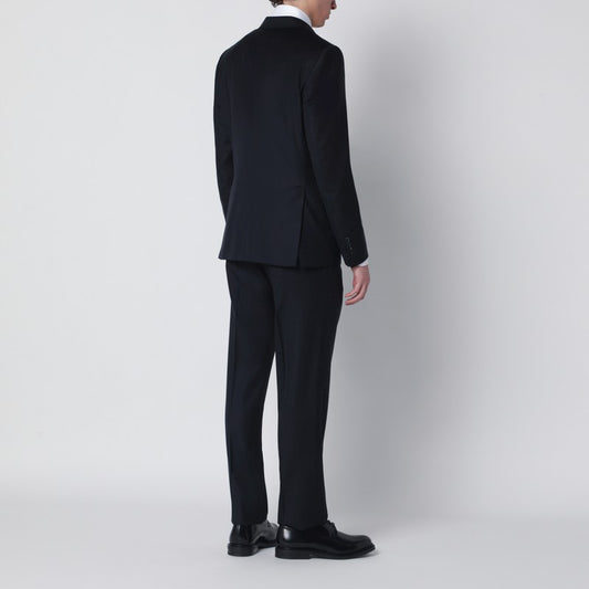 Single-breasted navy blue wool suit