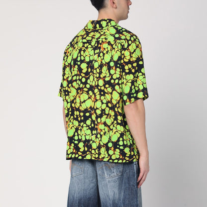 Green Bowling Shirt With Abstract Pattern