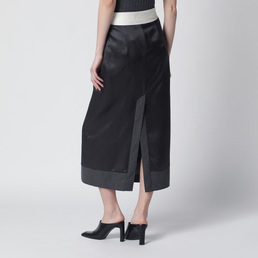 Dark grey inside-out midi skirt