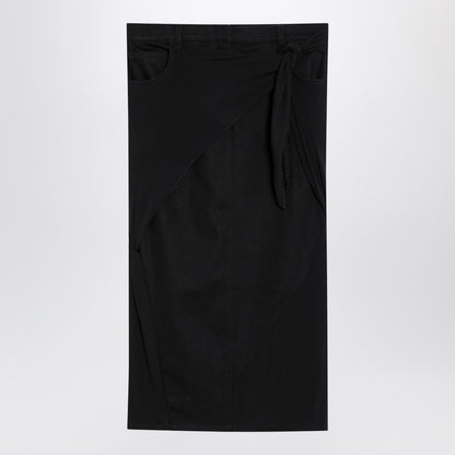Black Midi Skirt With Draping