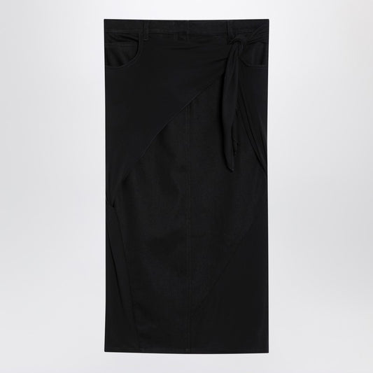 Black Midi Skirt With Draping