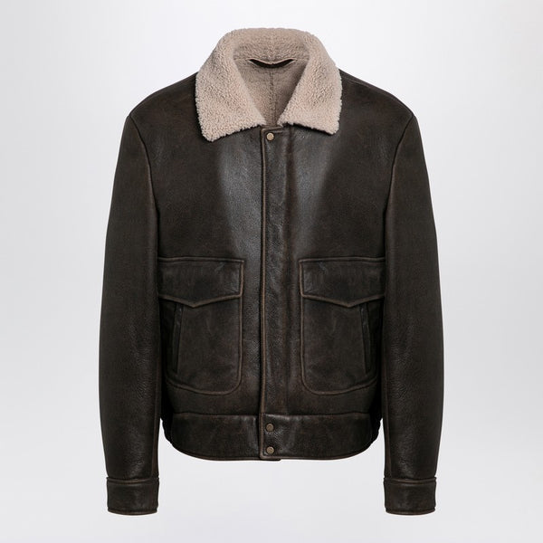 Asphalt-Coloured Sheepskin Leather