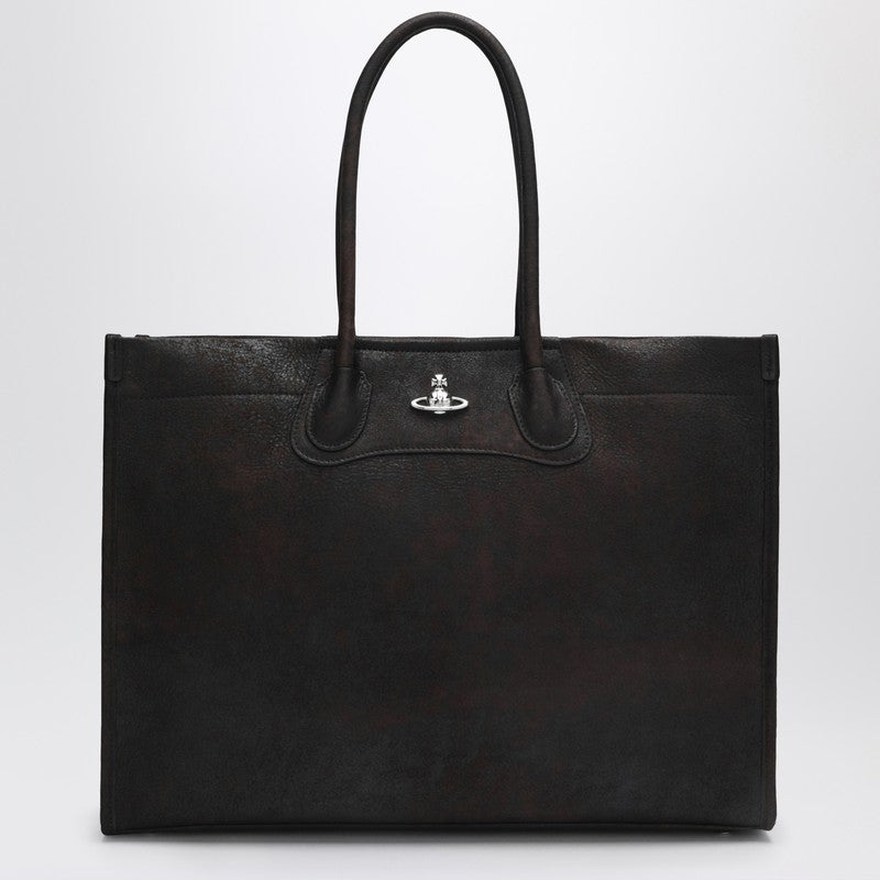 Troy tote bag in dark brown leather