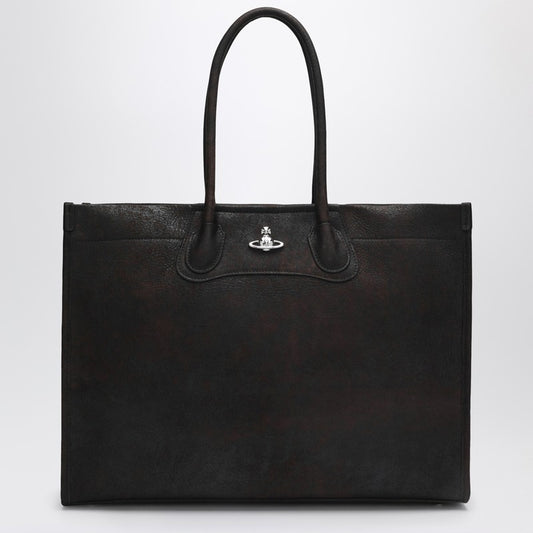Troy tote bag in dark brown leather