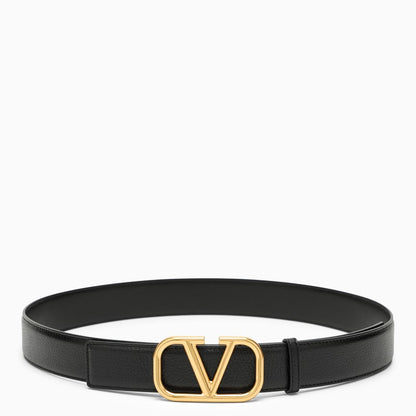 Vlogo Black/Gold Leather Belt