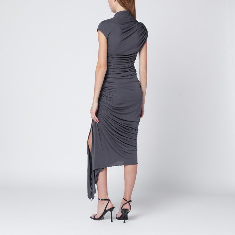 Grey draped stretch jersey dress
