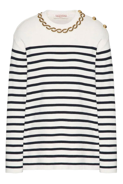 Striped Jersey With Embroidery