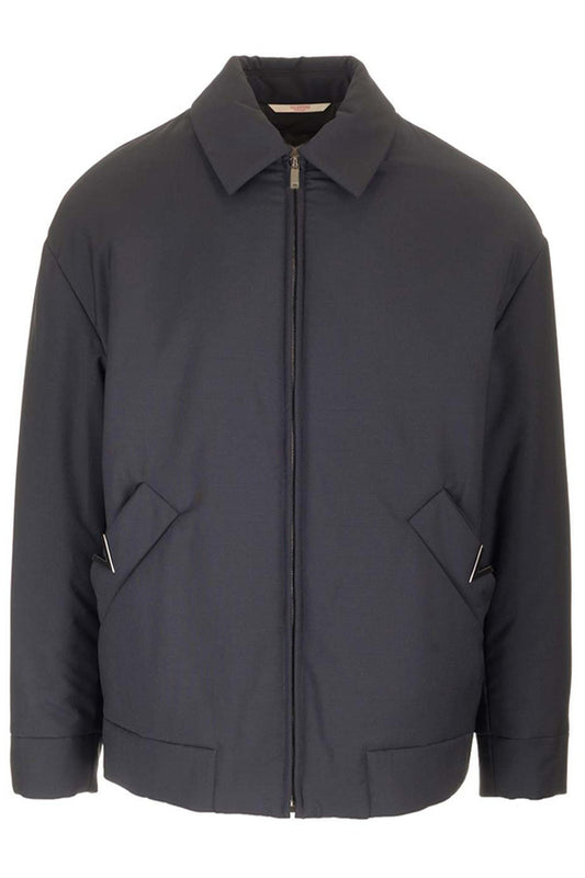 Logo Plaque Zip-Up Bomber Jacket