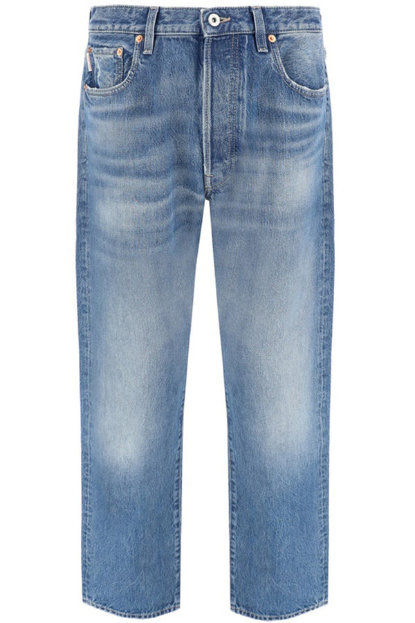 Blue Washed-Effect Denim Jeans
