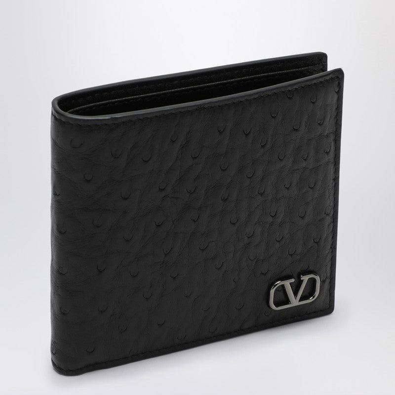 Vlogo Signature Black Leather Bi-Fold Wallet