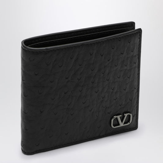 Vlogo Signature Black Leather Bi-Fold Wallet