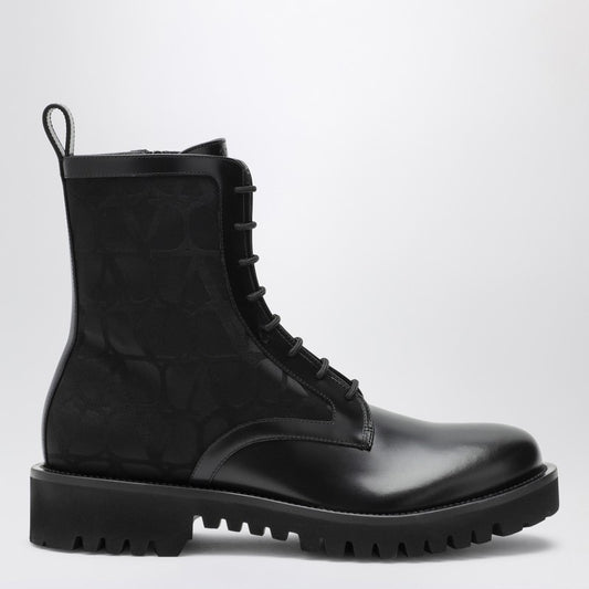 Black Combat Boot In Technical Fabric And Toile Iconographe Calfskin