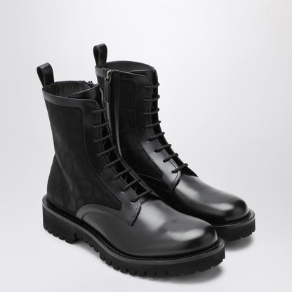 Black Combat Boot In Technical Fabric And Toile Iconographe Calfskin
