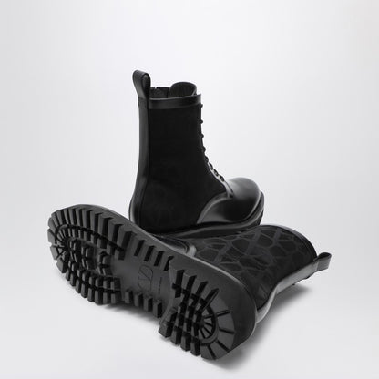 Black Combat Boot In Technical Fabric And Toile Iconographe Calfskin