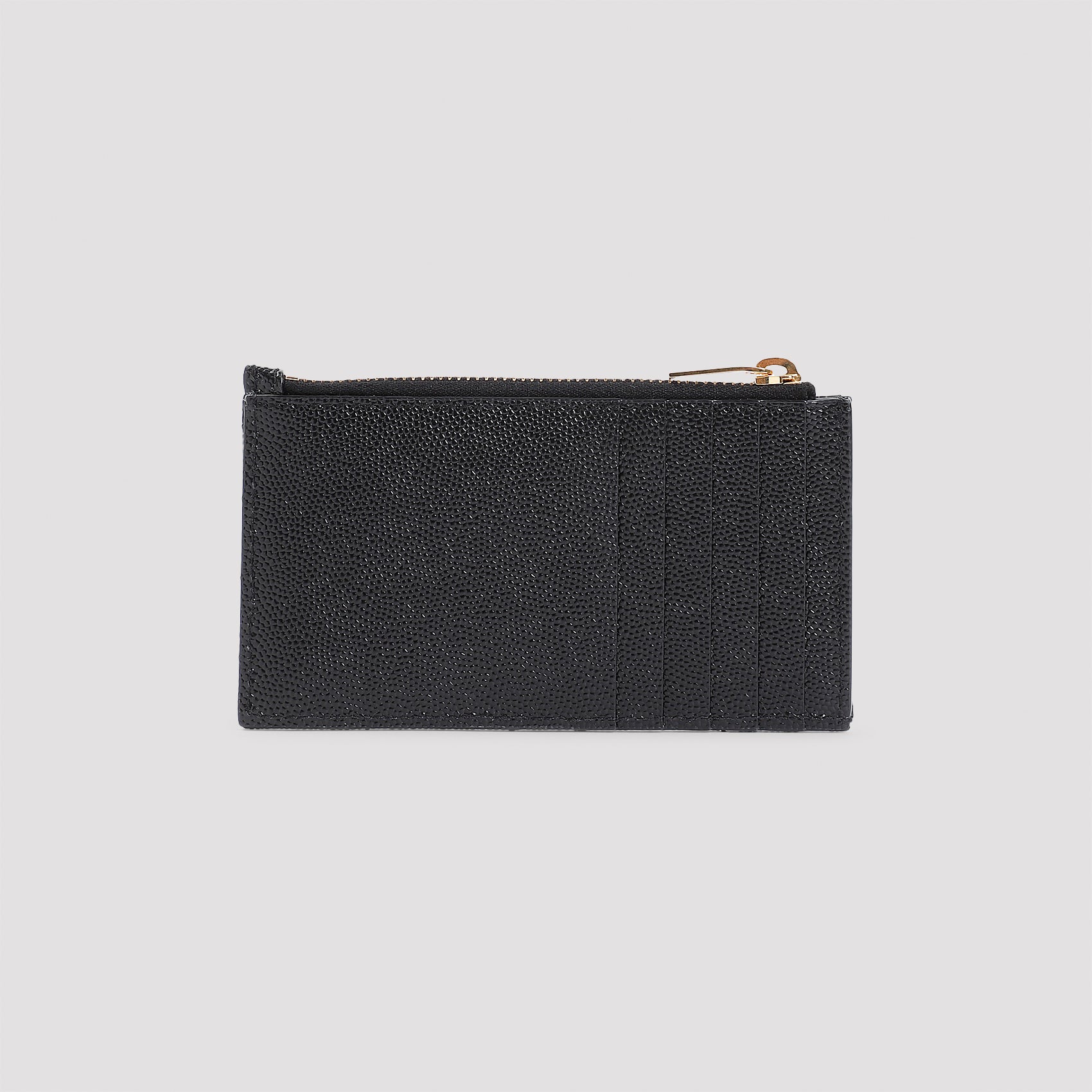 Black Matelasse Leather Zip Card Case