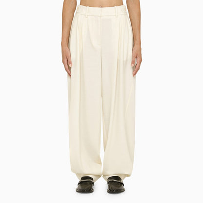 Cream Wool Baggy Trousers