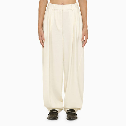 Cream Wool Baggy Trousers