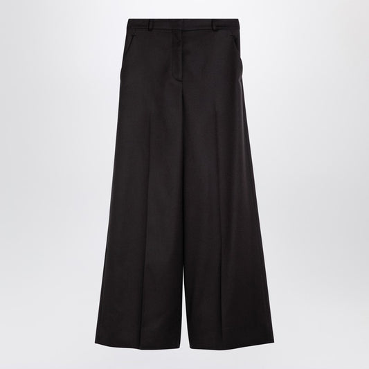 Dark Chocolate Wide Leg Pants In Wool