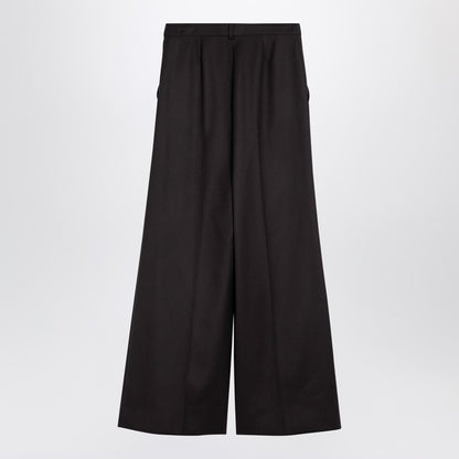 Dark Chocolate Wide Leg Pants In Wool
