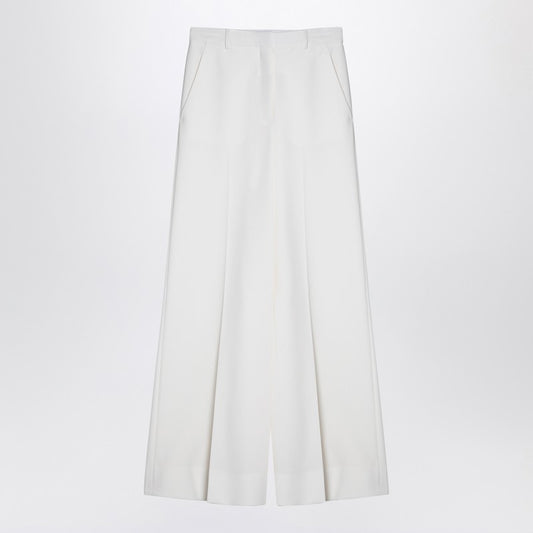 Cream-coloured Wool Flared Trousers