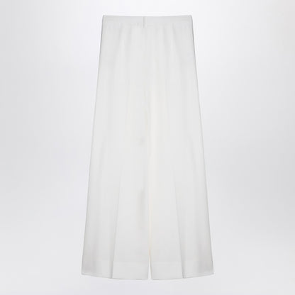 Cream-coloured Wool Flared Trousers