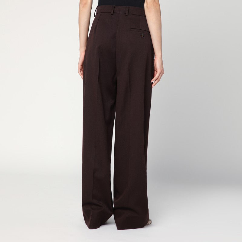 Straight leg trousers in plum wool