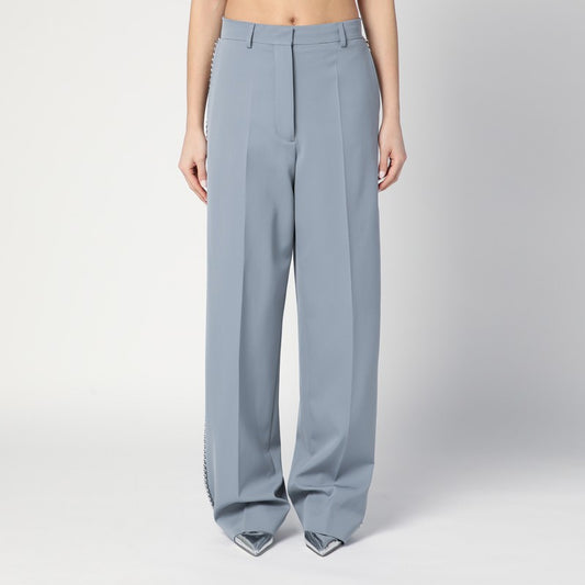 Wide-leg Light Grey Falabella Pants With Chain