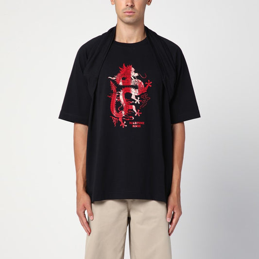 Oversized Black T-Shirt Celebration With Print