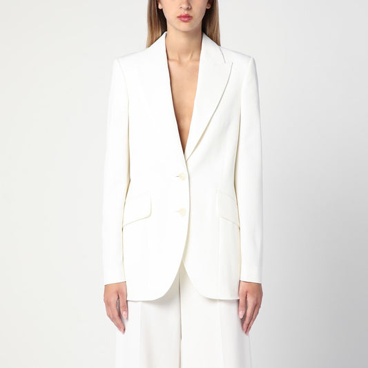 Ivory Wool Single-breasted Jacket