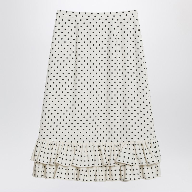 Ivory polka-dot skirt with ruffles