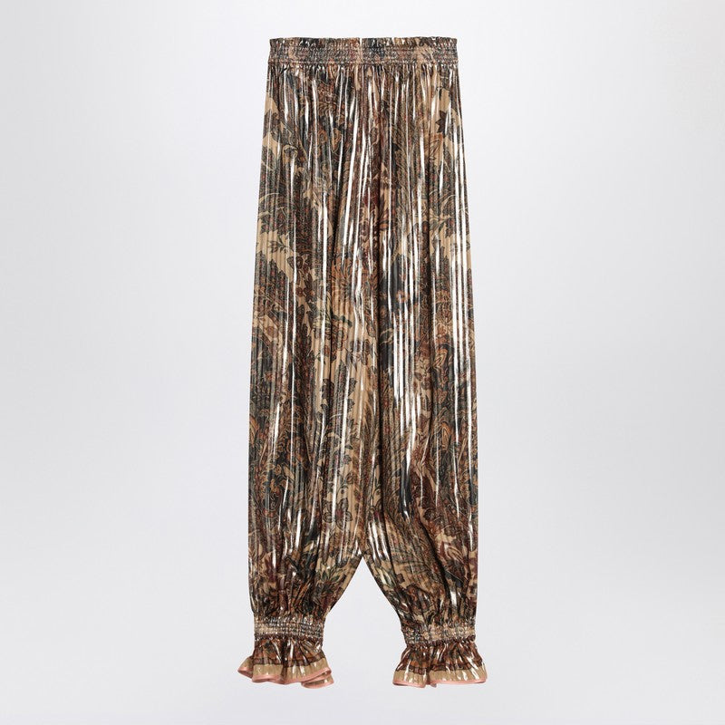 Pleated silk-blend trousers