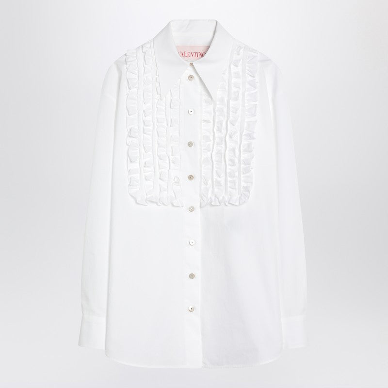 White cotton shirt with ruffles
