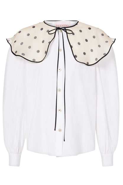 COTTON SHIRT WITH POLKA DOT COLLAR