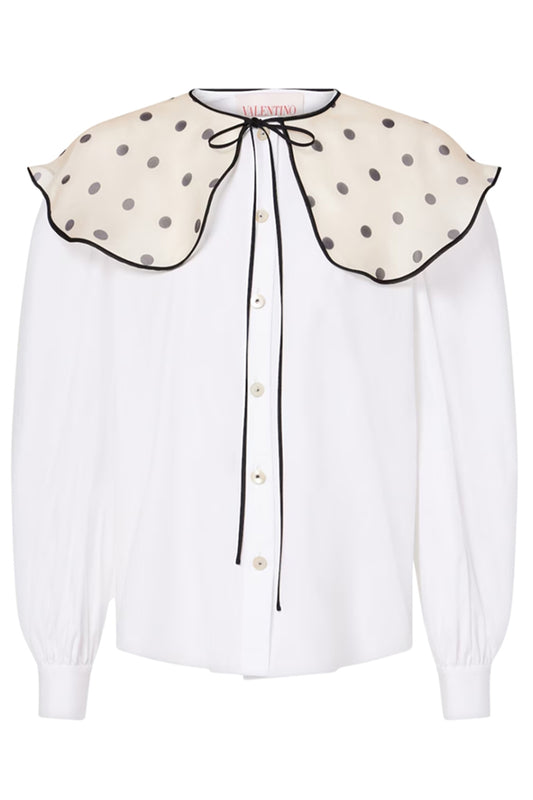 COTTON SHIRT WITH POLKA DOT COLLAR