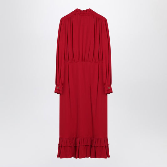 Red dress with ruffled bow