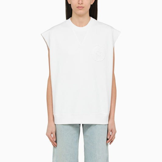 White cotton over vest with logo