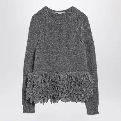 Grey Wool Sweater With Feather Insert