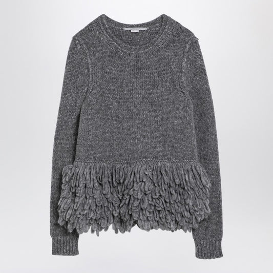 Grey Wool Sweater With Feather Insert