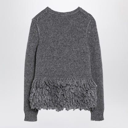 Grey Wool Sweater With Feather Insert