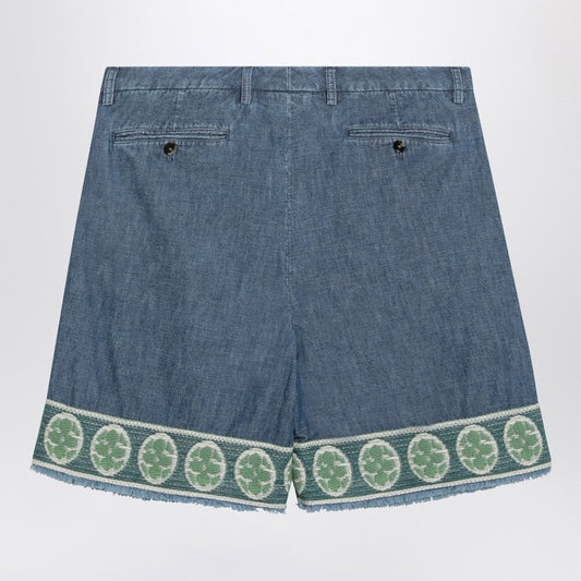 Blue bermuda short with jacquard bottom