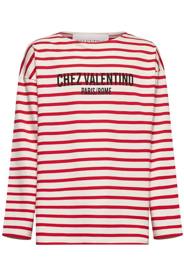 BUTTER STRIPED CHEZ VALENTINO PRINT T-SHIRT