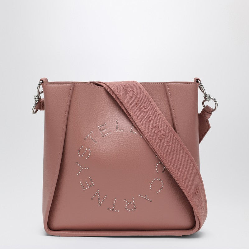 Square pink crossbody bag with logo