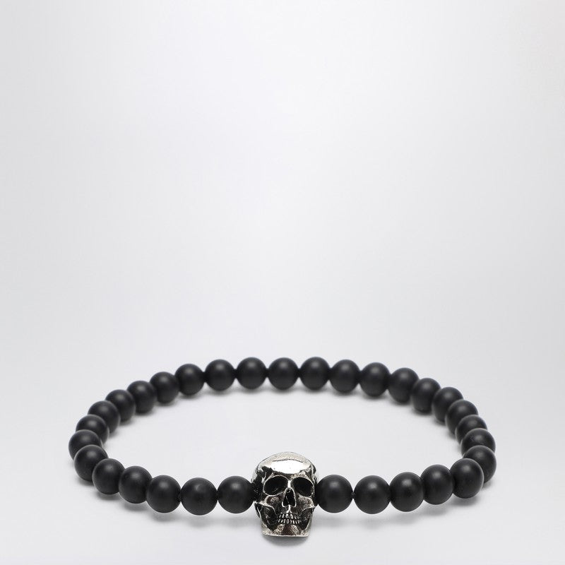 Skull Bracelet With Black Pearls