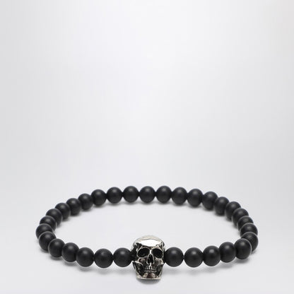 Skull Bracelet With Black Pearls