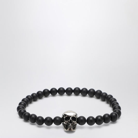 Skull Bracelet With Black Pearls